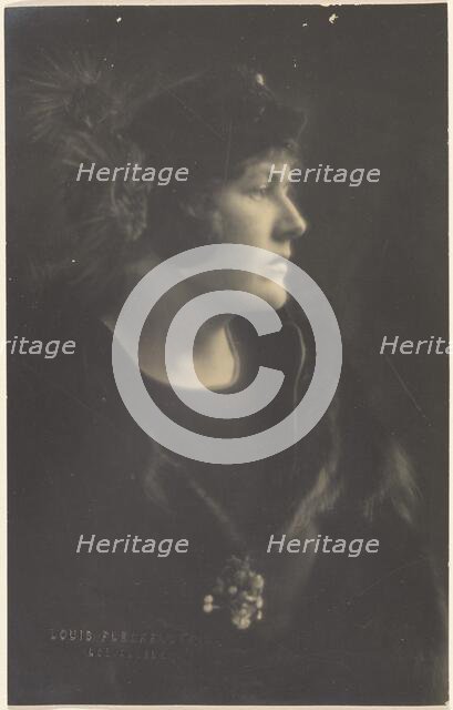 Portrait of a Woman in Fur Cape, 1907-1924. Creator: Louis Fleckenstein.