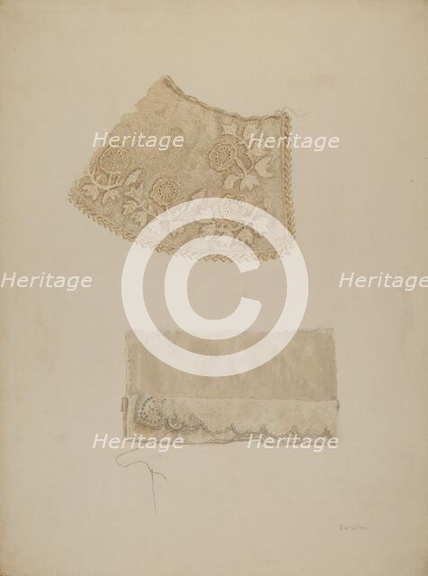 Darned Collar & Pattern of Embroidery, c. 1938. Creator: Eva Wilson.