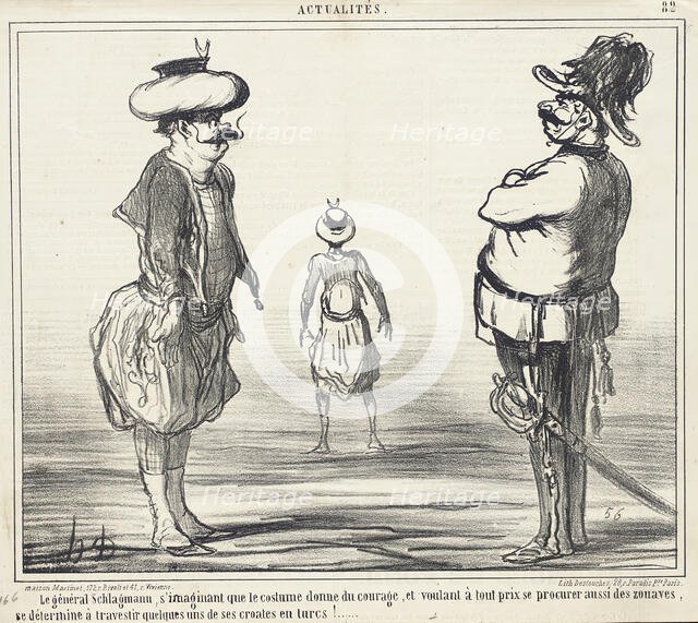 Le Général Schlagmann, s'imaginant que le costume donne du courage..., 1859. Creator: Honore Daumier.