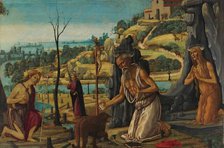 Saint Jerome, Saint Mary Magdalene and Saint John the Baptist in the desert, 1485-1490. Creator: Jacopo del Sellaio (1442-1493).