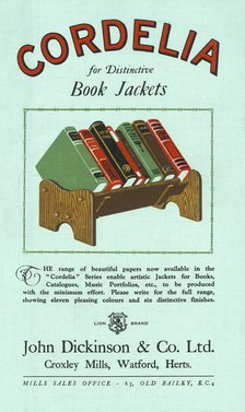 'Cordelia for Distinctive Book Jackets', 1928. Creator: Unknown.