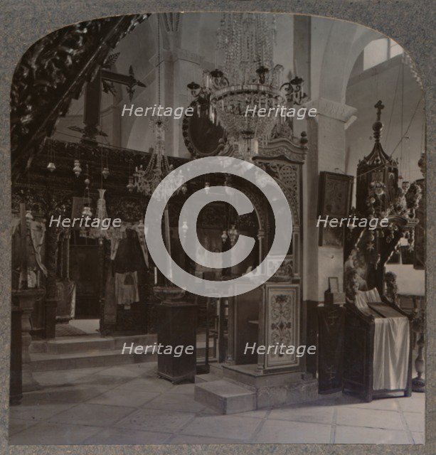 'Interior of the Synagogue where Christ preached, Nazareth', c1900. Artist: Unknown.