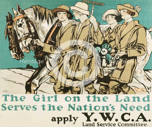 The Girl on the Land Serves the Nation's Need, 1918. Creator: Penfield; Edward (1866-1925).