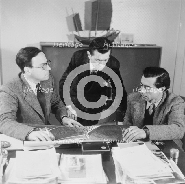 Preparations for the Land Traveller Exhibition, Festival of Britain, February 1951. Artist: Henry Grant