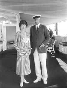 The Marquise d'Hautpoul de Seyre and Sir Harry Stonor aboard 'HMY Victoria and Albert', 1933. Creator: Kirk & Sons of Cowes.