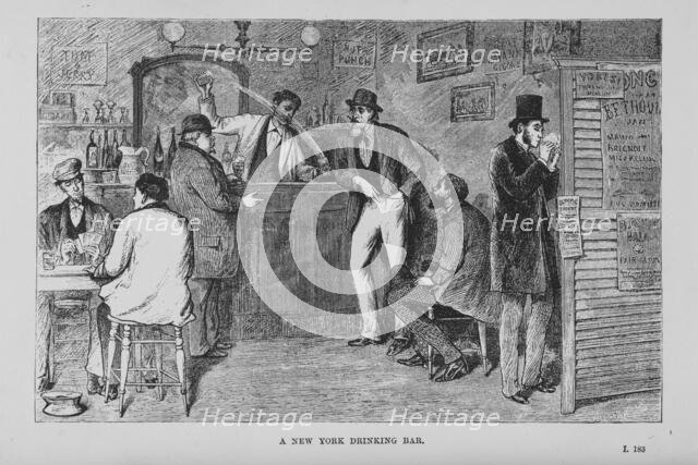 A New York drinking bar, 1882. Creator: Unknown.