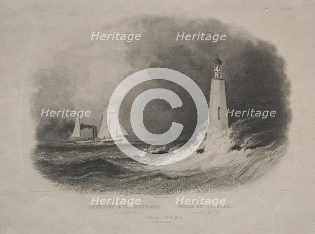 Lighthouse in Cleveland, Ohio, on Lake Erie. Creator: Pierre Eugène I Aubert (French, 1789-1847).