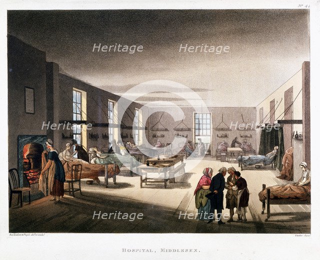 Womens' ward in the Middlesex Hospital, London, 1808-1811. Artist: Thomas Rowlandson
