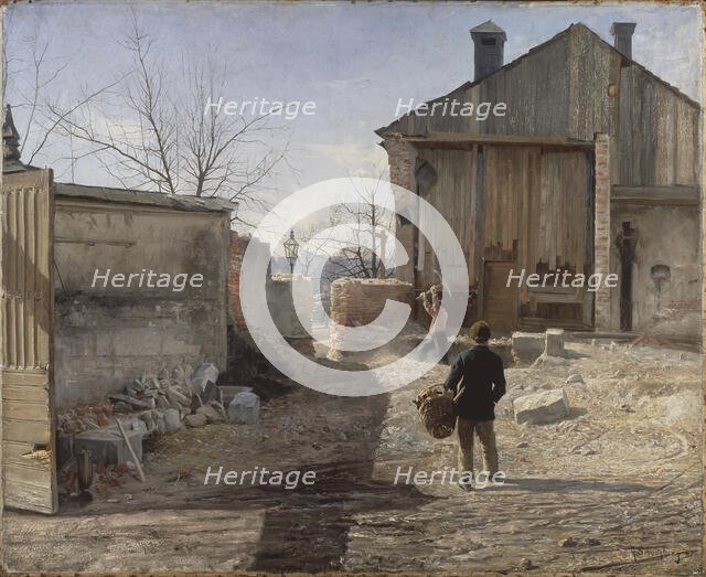 Demolishing the Old Orphanage, Stockholm, 1886. Creator: Anshelm Schultzberg.