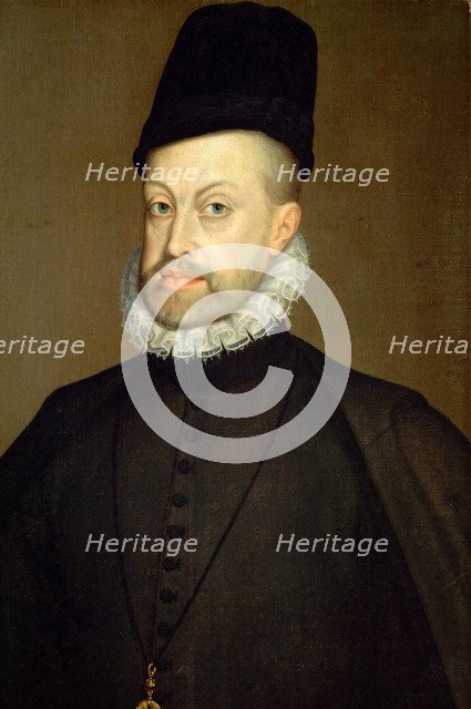 Portrait of Philip II (1527-1598), King of Spain and Portugal, 1568. Artist: Sánchez Coello, Alonso (1531-1588)