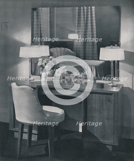 'Dressing table in American walnut with swivel dressing chair to match', 1942. Artist: Unknown.