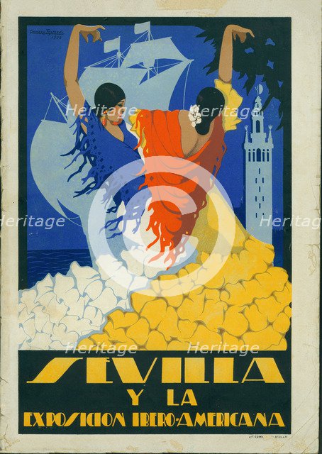 Poster published in the journal for the Ibero-American Exhibition of 1929-30, Seville. Drawing by…