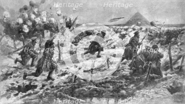 A British attack using the bayonet and grenade, Neuve-Chapelle, France, 10 March 1915, (1926). Creator: Frederick Villiers.