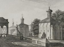 Interior view of Trinity Monastery, Russian Orthodox Church, Russia, 1839. Creator: Augustin François Lemaitre.