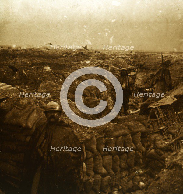 Trenches on the front line, Moulin de Souain, northern France, c1915. Artist: Unknown.