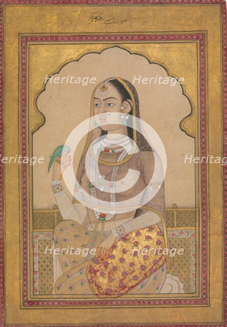 A Bejewelled Maiden with a Parakeet, ca. 1670-1700. Creator: Unknown.