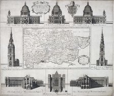 Map of the Diocese of London, 1720. Artist: John Harris