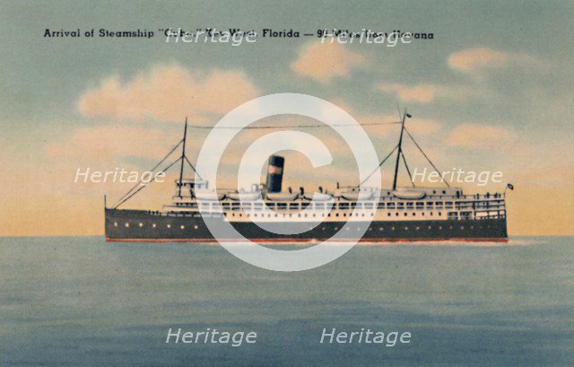 'Arrival of Steamship Cuba. Key West, Florida - 90 Miles from Havana', c1940s. Artist: Unknown.