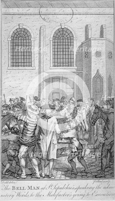 Bell Man at St Sepulchre Church, City of London, 1785. Artist: James Pollard