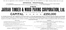 Advertisement for the Jarrah Timber & Wood Paving Corporation, Ltd., 1898. Creator: Unknown.