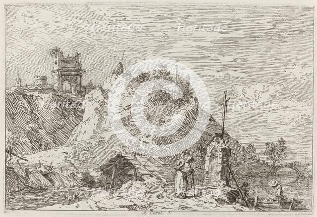 Landscape with the Pilgrim at Prayer [upper left], c. 1735/1746. Creator: Canaletto.