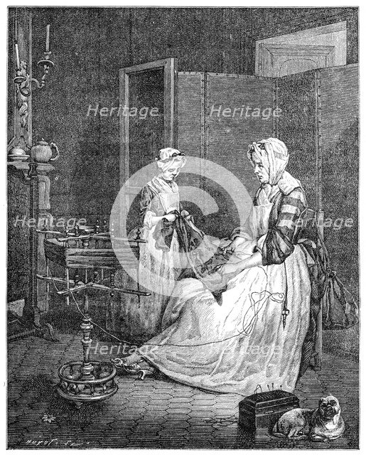 'The Diligent Mother', 1740, (1885). Artist: Unknown