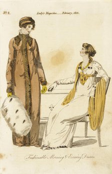 Fashion Plate (Fashionable Morning and Evening Dresses), 1813. Creator: Unknown.