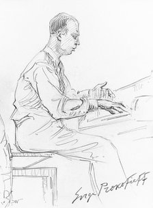 Sergei Prokofiev playing his Piano Concerto No. 3, 1936. Artist: Wiener, Hilda (1877-1940)