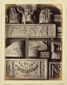 Casts of frieze from temple of Neptune, Capitol, quadriga of Vatican, capital from..., 1876. Creator: Bedford Lemere and Company.