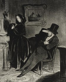Plus souvent que je te conduirai...au bal.., 1845. Creator: Honore Daumier.