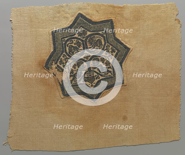 Textile Fragment with Inhabited Vine in an Eight-Pointed Star, Coptic, 5th-6th century. Creator: Unknown.