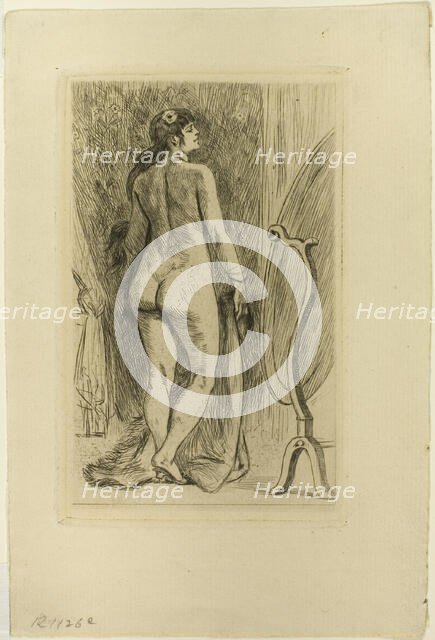 Standing Woman with a Fur, 1879. Creator: Félicien Rops.