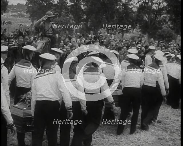 Male German Sailors Carrying the Coffins of German Crew Killed on the Graf Spee During the..., 1939. Creator: British Pathe Ltd.