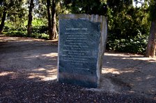 Inscription with the biography of President Lluis Companys i Jover (1882-1940), at the monument i…