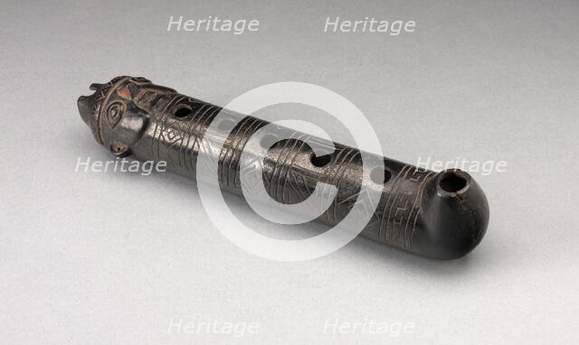 Flute with Incised Geometric Motif and Mouth in the Form of a Human Head, A.D. 1200/1450. Creator: Unknown.