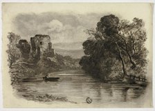 River with Castle Ruin and Boat II, c. 1855. Creator: Elizabeth Murray.