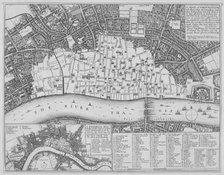 Map showing the extent of the damage caused by the Great Fire of London, 1666. Artist: Wenceslaus Hollar
