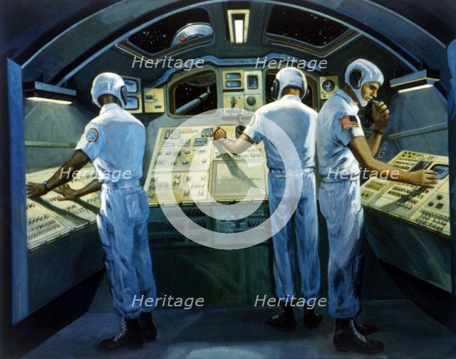 Space Shuttle - artist's concept of interior, 1980s. Creator: NASA.