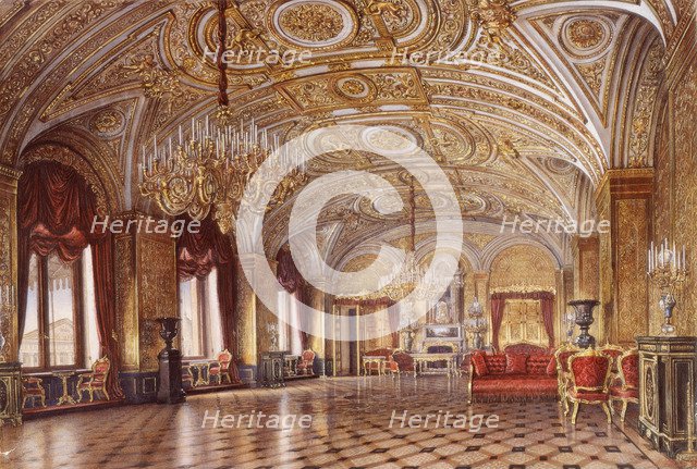 Interiors of the Winter Palace. The Gold Drawing-Room, Mid of the 19th cen.. Artist: Kolb, Alexander Chrisophorovich (1819-1887)