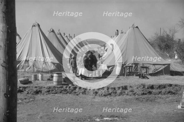 Flood refugee encampment at Forrest City, Arkansas, ca. 1937. Creator: Walker Evans.