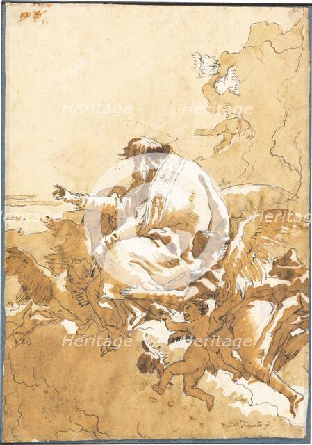 God the Father Seated in Clouds Surrounded by Angels and Putti, 1753/1759. Creator: Giovanni Battista Tiepolo.