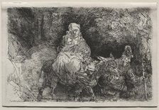 The Flight into Egypt: Crossing a Brook, 1654. Creator: Rembrandt van Rijn (Dutch, 1606-1669).