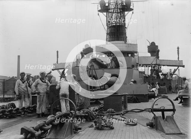 Turrets on UTAH [ship], 1911. Creator: Bain News Service.