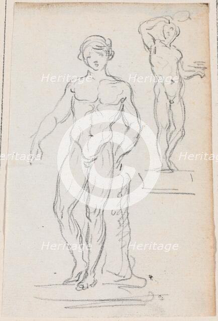 Two Statues of Male Nudes, probably c. 1754/1765. Creator: Hubert Robert.