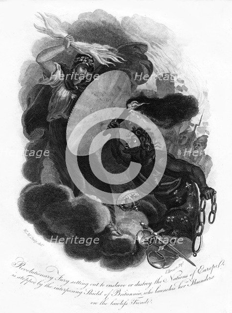 Revolutionary Fury and Britannia, 1814.Artist: I Brown