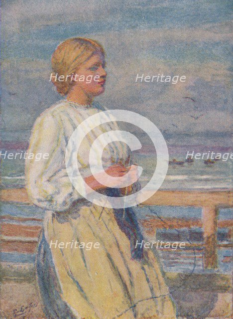 'Girl Knitting', c1917, (1919). Artist: Lionel Percy Smythe.