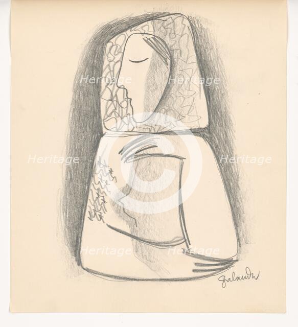 Village woman with her head propped up, 1938. Creator: Mikulas Galanda.