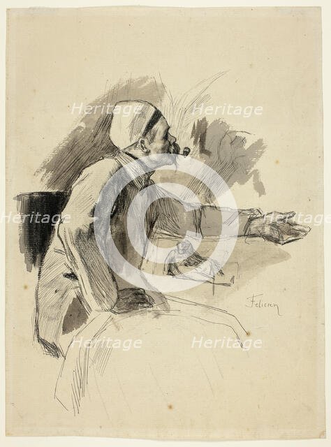 Seated Man with Extended Left Arm, n.d. Creator: Félicien Rops.