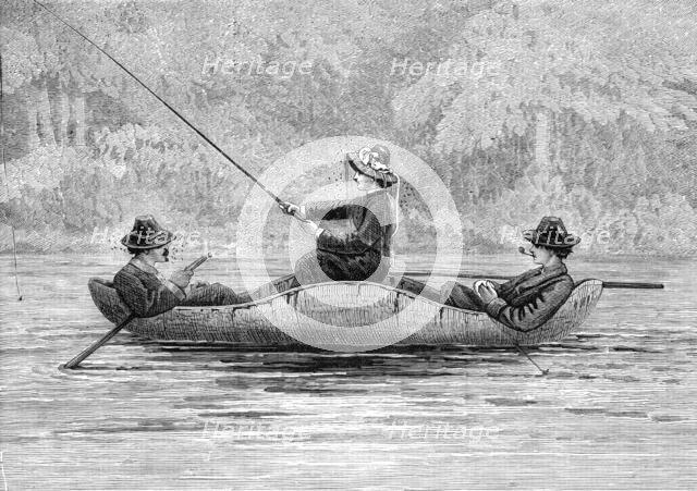 Fishing on the Ristigouche, in Canada - drawing by Princess Louise, 1880. Creator: Unknown.