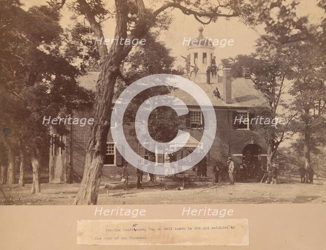 Fairfax Court House, Virginia, with Union Soldiers in Front and on the Roof, 1863. Creator: Mathew Brady.